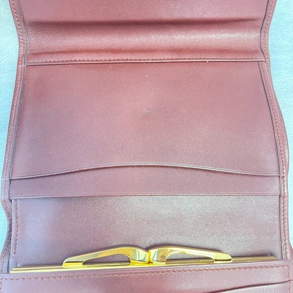 Cartier Vintage Must Line Bordeaux Tri-Fold Wallet w/ Kisslock Pouch - Preowned - Picture 8 of 15